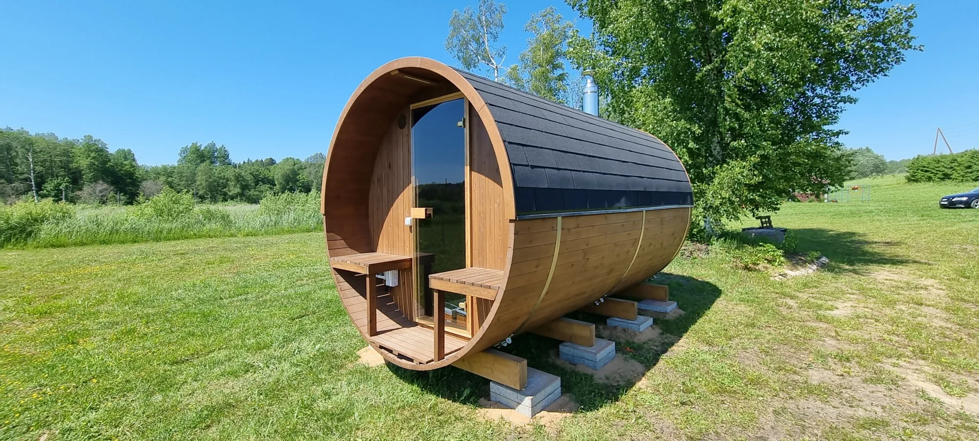 Wood fired barrel sauna for sale