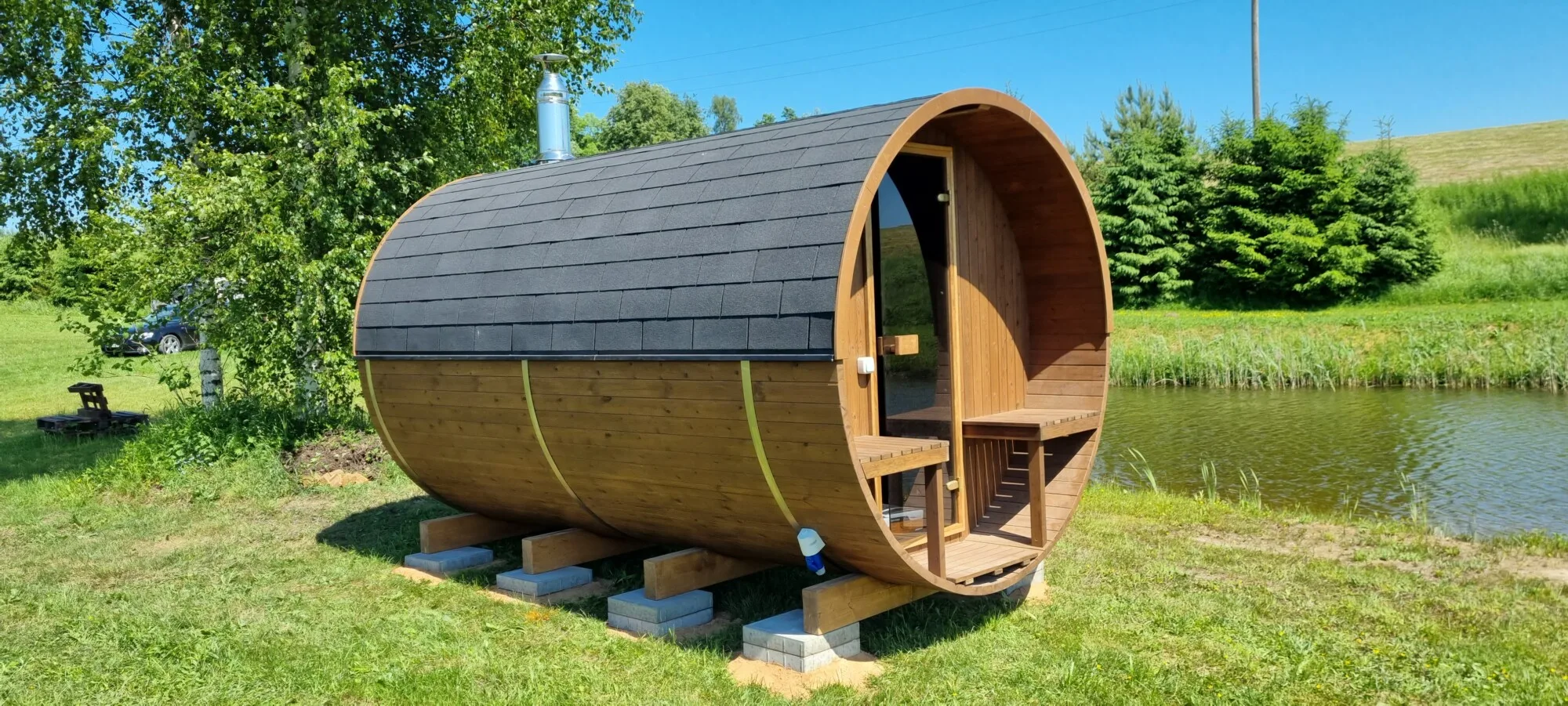 Wood fired barrel sauna for sale