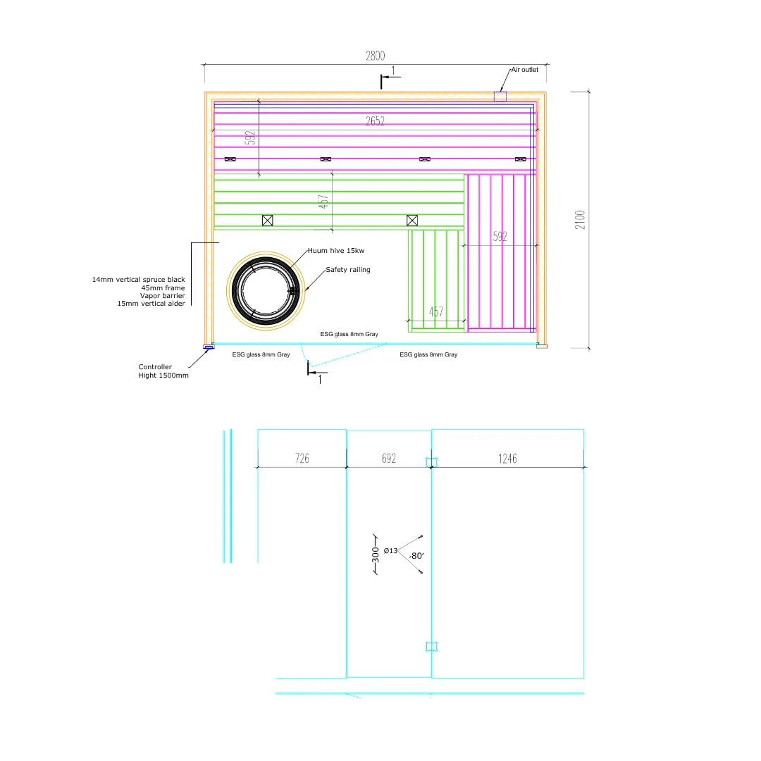 VARA 280 x 210 indoor traditional sauna for sale. EIRA Saunas.